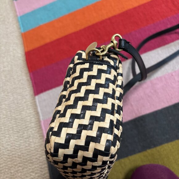 Clare V Midi Sac in Woven Black/Cream - Picture 8 of 9